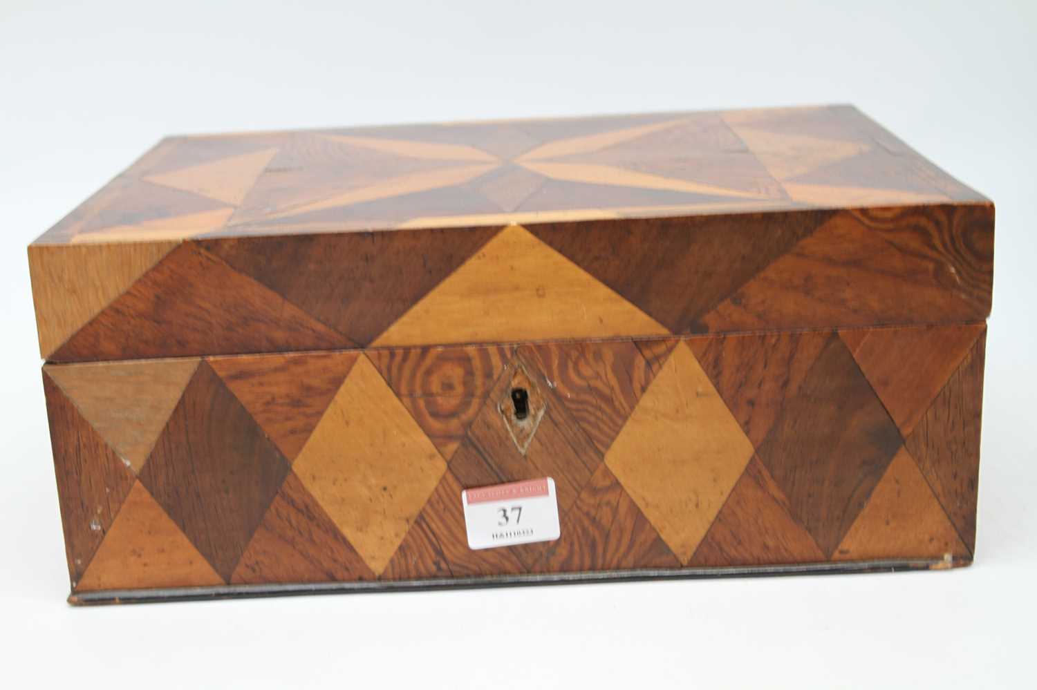 A 19th century specimen wood parquetry inlaid box, with hinged lid, w.30cm - Image 3 of 6