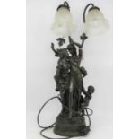 A 20th century figural twin branch table lamp, height 53cm