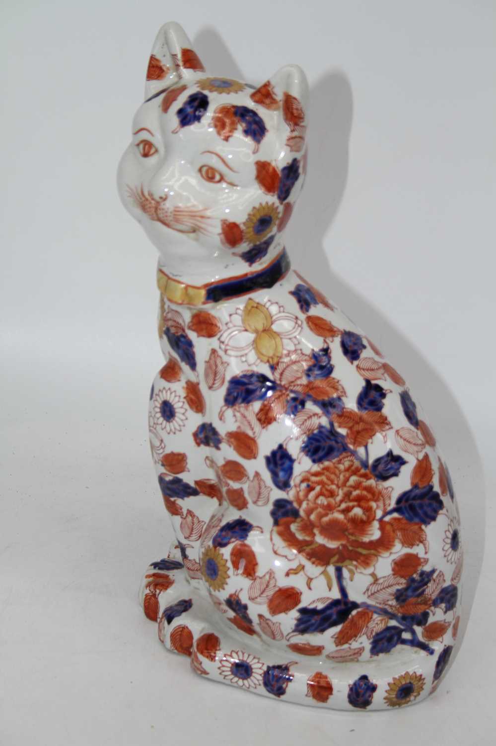 A modern Chinese pottery model of a cat, in seated pose, h.36cm - Image 2 of 2