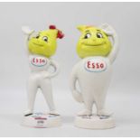 A pair of reproduction Esso cast iron advertising money boxes, largest height 24cm