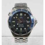 A stainless steel Omega Seamaster Professional chronometer automatic wristwatch, having a round blue