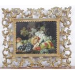 Follower of Charles Thomas Bale - Still life with fruit on a stone ledge, oil on canvas, signed with