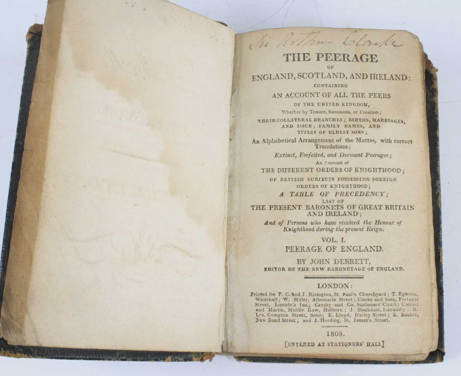 Debrett, John - Debrett's correct peerage of England, Scotland, and Ireland with the extinct & - Image 3 of 8