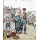 Henry John Yeend King (1855-1924) - Market day, oil on canvas, signed lower right, 60 x 50cmOriginal