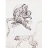 Theophile-Alexandre Steinlen (Swiss 1859-1923) - Etude des Singes, pen and ink, stamped with