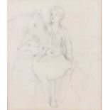 Sir Edwin Landseer (1802-1873) - Young boy with pony and hunting hounds, pencil heightened with