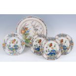 A Ferniani Faenza polychrome faience charger, circa 1775, decorated with birds amongst flowers,