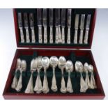 A Queen Elizabeth II cased silver part cutlery suite, in the Kings pattern, comprising twelve