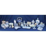 A collection of Delftware, 20th century, to include a Boch Keramis polychrome spirit kettle, a De