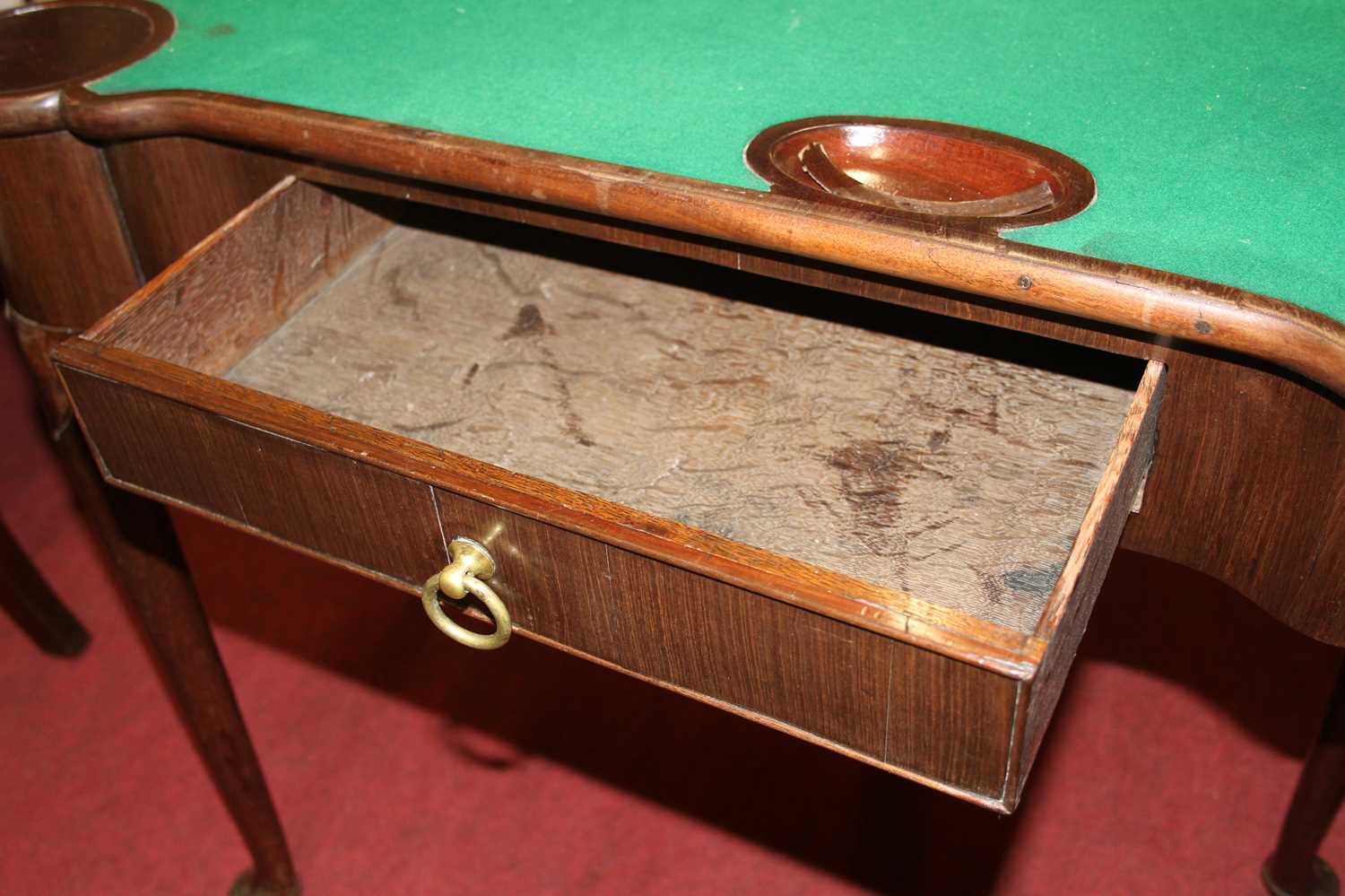 An early George III mahogany card table, the fold-over top with proud and dished corners, and - Image 12 of 14