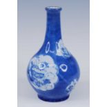 An English blue and white delftware bottle vase, probably London, may be Vauxhall, Mary or