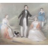 William Moore (XIX)- Family portrait, pastel, signed and dated 1842 lower left, 53 x 61cm
