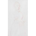 Charles Samuel Keene (1823-1891) - Standing woman, red pastel on paper, 20 x 11.5cm