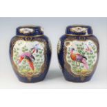 A pair of Edmé Samson of Paris porcelain jars and covers, 19th century, decorated in the Dr Wall