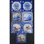 A pair of Bristol polychrome delftware tiles, probably 18th century, each decorated with a vase of