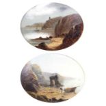 George Salter (1897-1967)- Pair; Cornish coastal scenes, oil on canvas, each framed as ovals, each