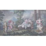 18th century French school - Allegorical scene with robed maidens on the coastline, gouache (appears
