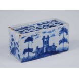 An English blue and white delftware flower brick, probably Liverpool, circa 1760, having twenty-