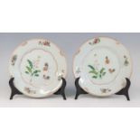 A pair of Chinese export porcelain plates, 18th century, each enamel decorated with roosters and