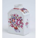 A Chinese famille rose porcelain tea canister, 18th century, enamel decorated with flowers, h.10.