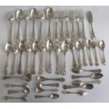 A collection of George III and later silver flatware, in the Kings, Queens and Hourglass patterns,