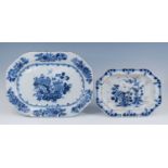 An English blue and white delftware meat dish, probably London or Bristol, 18th century, of