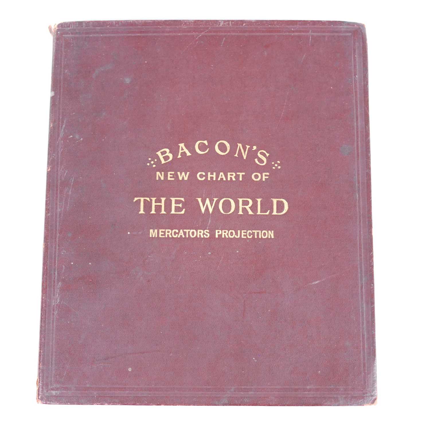 Bacon, G.W. F.R.G.S.: Bacons New Chart of the World Mergators Projection, a folding canvas backed