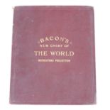 Bacon, G.W. F.R.G.S.: Bacons New Chart of the World Mergators Projection, a folding canvas backed