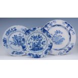 An English blue and white delftware charger, probably London or Bristol, 18th century, decorated