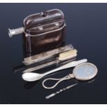 A small collection of dentistry and medical items to include a William IV dental mirror, the oval