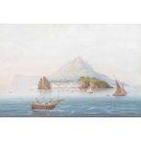 Late 19th century Neapolitan school - View of Ischia, gouache, 29 x 42cm