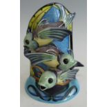 A contemporary Moorcroft pottery Sheerwater Moon Fish model, underglaze painted and tube-line