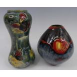 A Cobridge Stoneware vase, underglaze painted with butterflies, of double-gourd form, decorated by