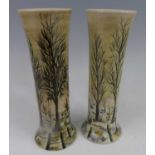 A pair of Cobridge stoneware vases in the Crequoise pattern, each of slightly tapering form,