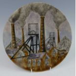 A Cobridge Stoneware plate in the Sneyd Colliery pattern, underglaze painted, impressed and
