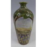 A Cobridge Stoneware bottle vase in the Caley Mill pattern, designed by Rachel Bishop, impressed and