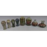 A collection of eight various small Cobridge Stoneware vases, comprising three in the Candles Ley