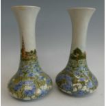 A pair of large Cobridge Stoneware vases in the Pyghtle pattern, each with waisted necks and of