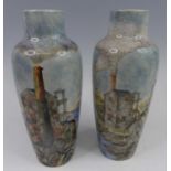 A pair of Cobridge Stoneware vases in the Pendeen pattern, of slightly ovoid tapering form, designed