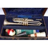A silver plated trumpet by and stamped Selmer, Paris, Depose Grands Prix, Geneve 1927 Liege 1930,