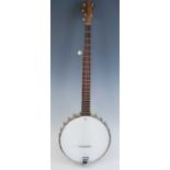A 1970's Stewart McDonald kit built five string banjo, having an 11 1/2" head with 25 lugs, 94cm,