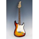 A Fortissimo electric guitar, in tobacco sunburst finish, with Delight TG-15 amplifier and