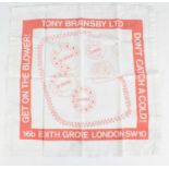 Tony Brainsby, a cotton promotional handkerchief, printed to the centre with a telephone and