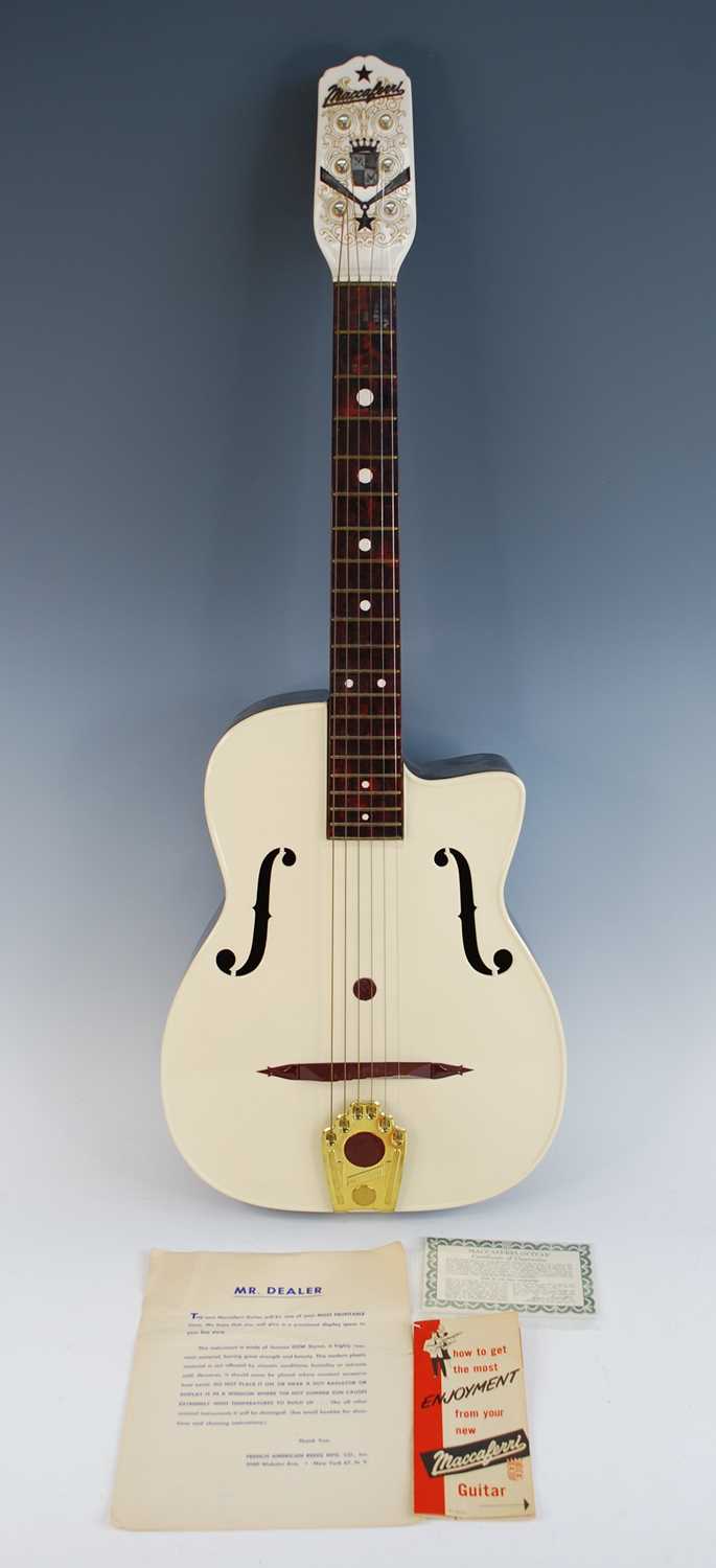 Mark Griffiths', a 1950s Maccaferri G40 Dow Styron acoustic archtop guitar, made in USA, with