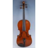 An early 20th century Continental violin, having a two-piece maple back and spruce front with