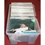 A box of assorted mainly 12" vinyl to include Johnny Cash - Hello I'm Johnny Cash, Elvis - For