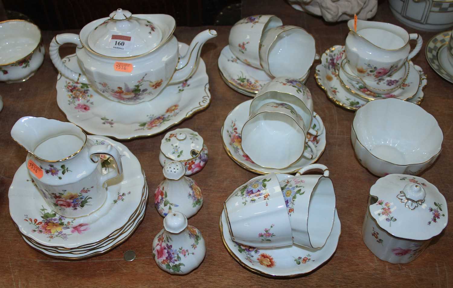 A Royal Crown Derby bone china harlequin 6-place setting tea service, together with various other