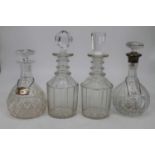 A 20th century decanter, of fluted onion shape, having silver collar and mushroom stopper, with