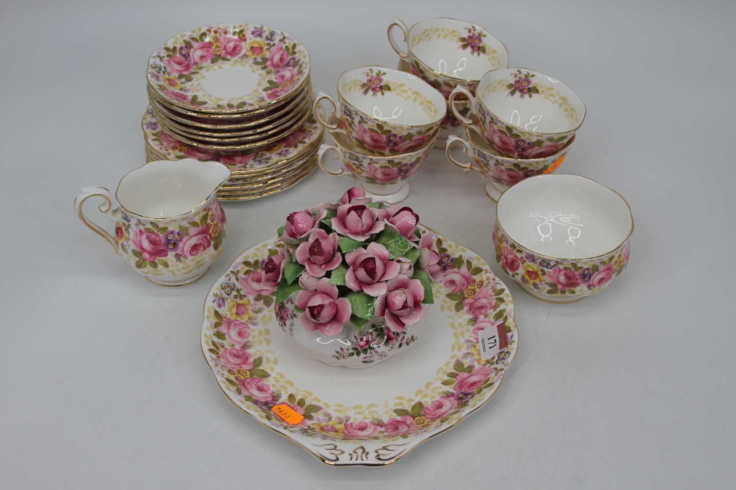 A Royal Albert bone china part tea service in the Serena pattern; together with a Royal Albert