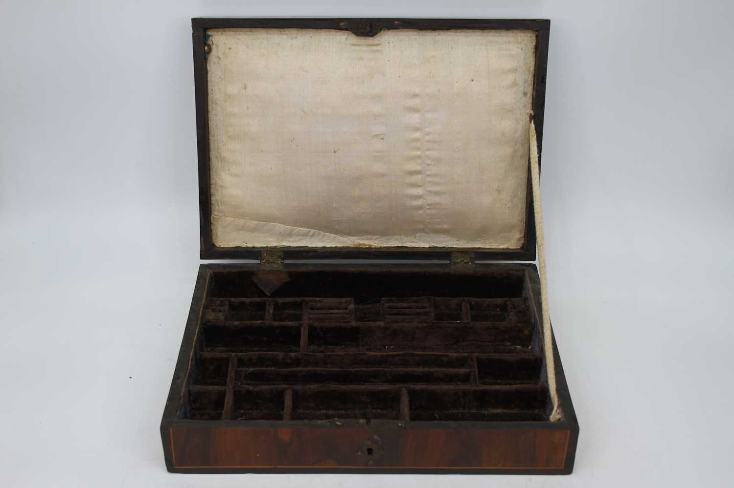 A 19th century rosewood, satinwood and boxwood inlaid work box, of typical rectangular form, the - Image 2 of 2